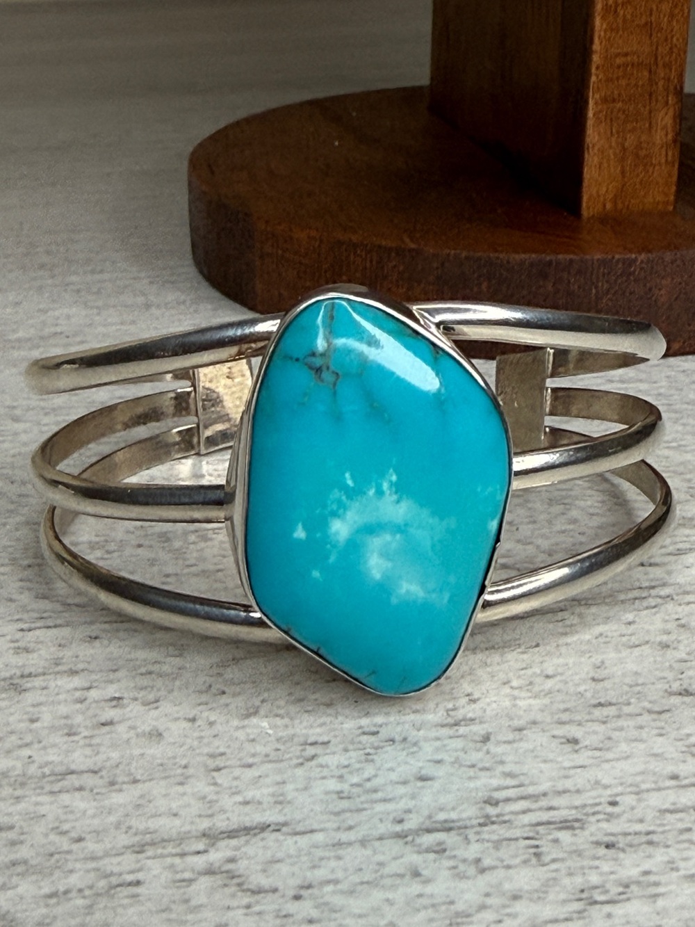 Sterling Silver Turquoise Statement Cuff Bracelet - Turquoise